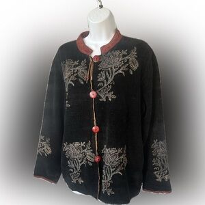 Vintage Flashback Tapestry Chenille Jacket Blazer with Wood Buttons